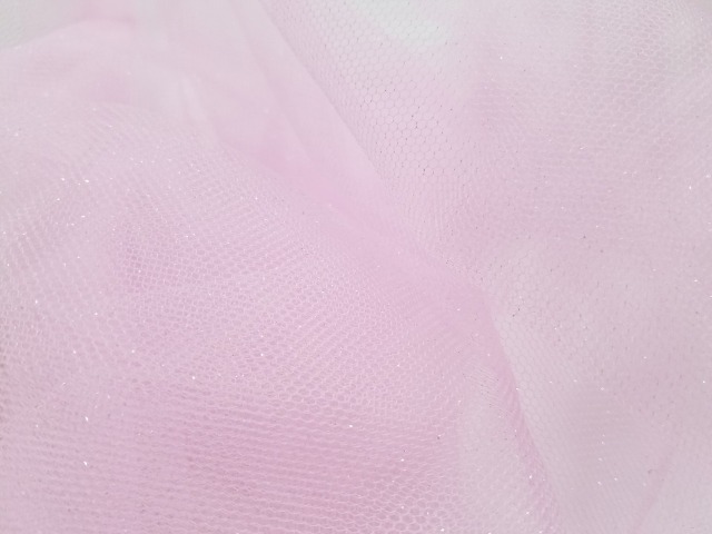 ドレス生地　グリッターチュールピンク